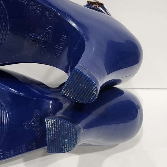 Vivienne Westwood Anglomania + Melissa Blue Jelly T Strap Heels 6 - Picture 7 of 12